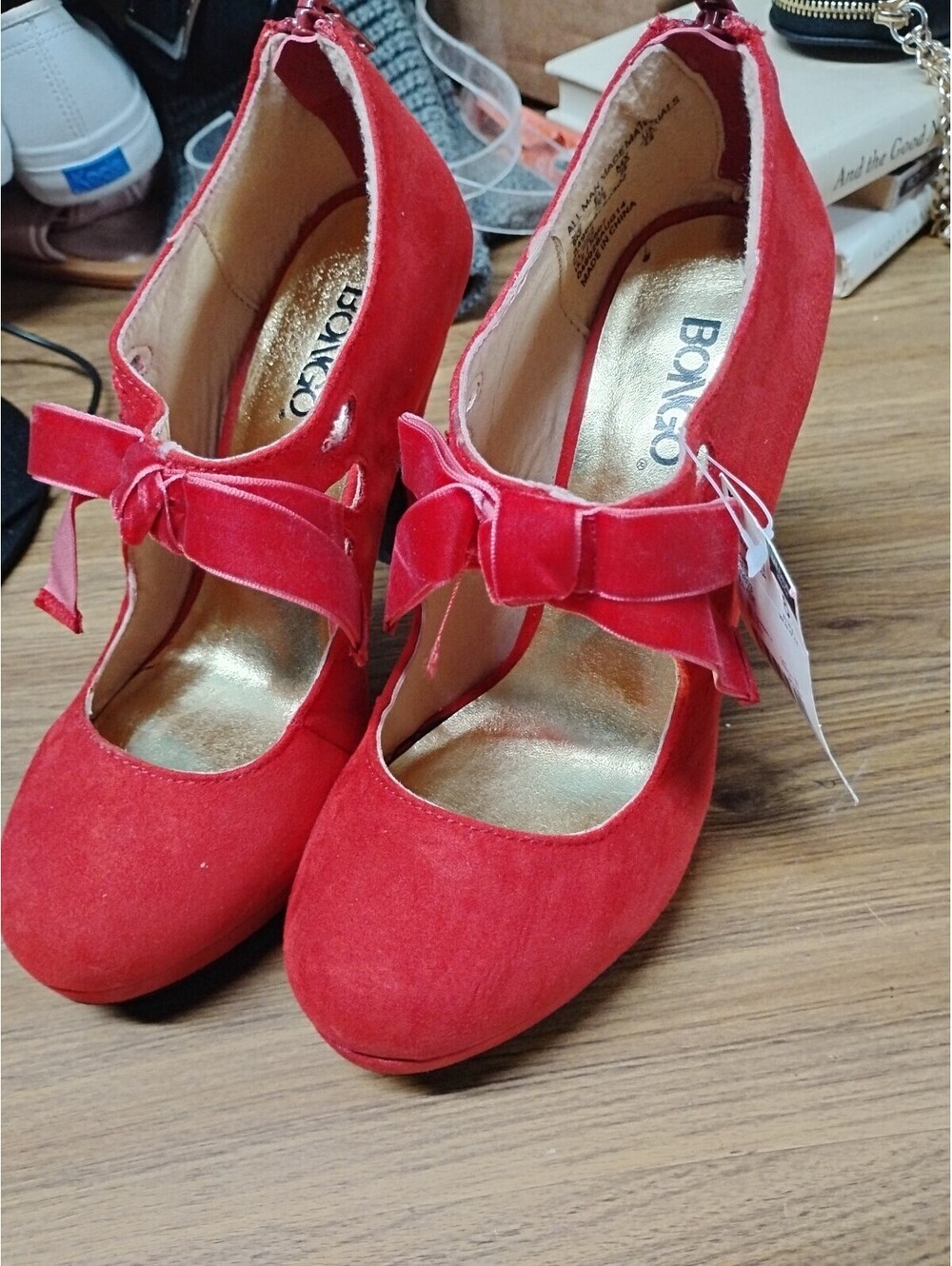 Vintage Y2K NWT red BONGO platform shoes heels pumps Mary Jane pin up style 6